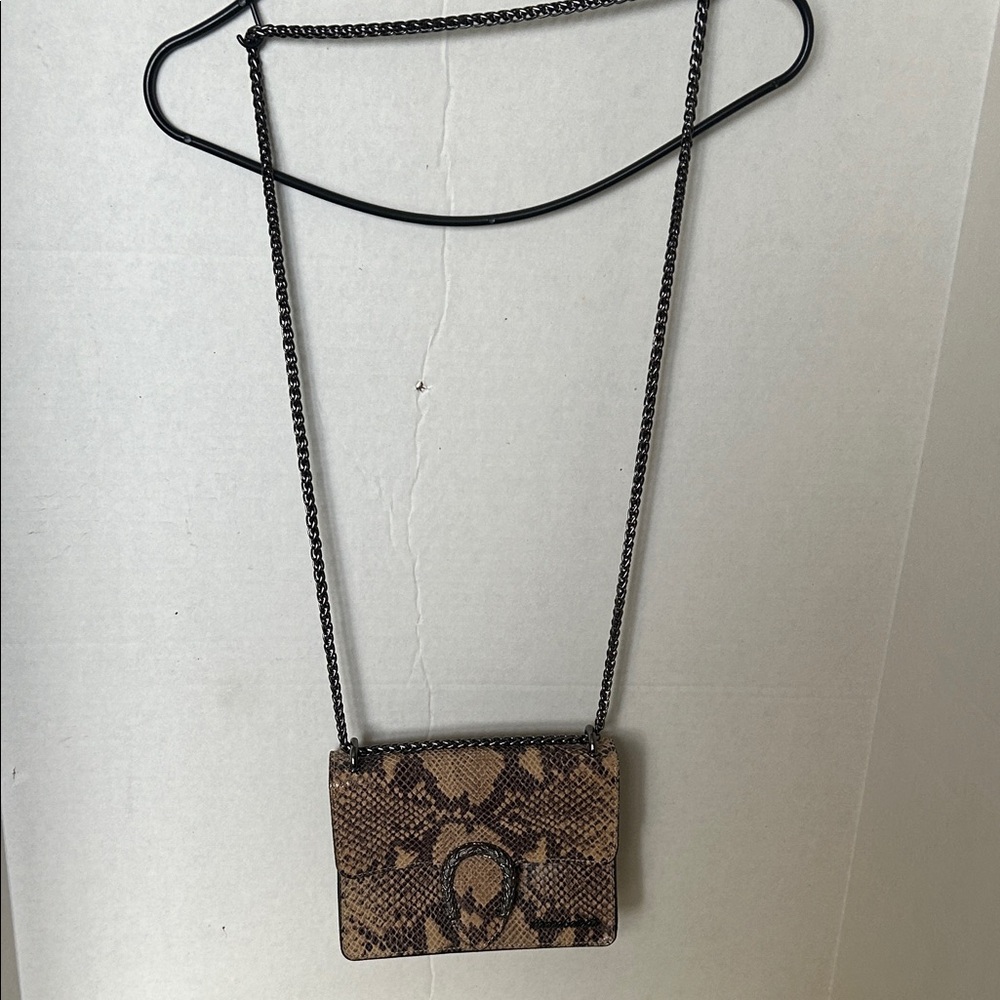 Elegant Brown Snakeskin Crossbody Bag